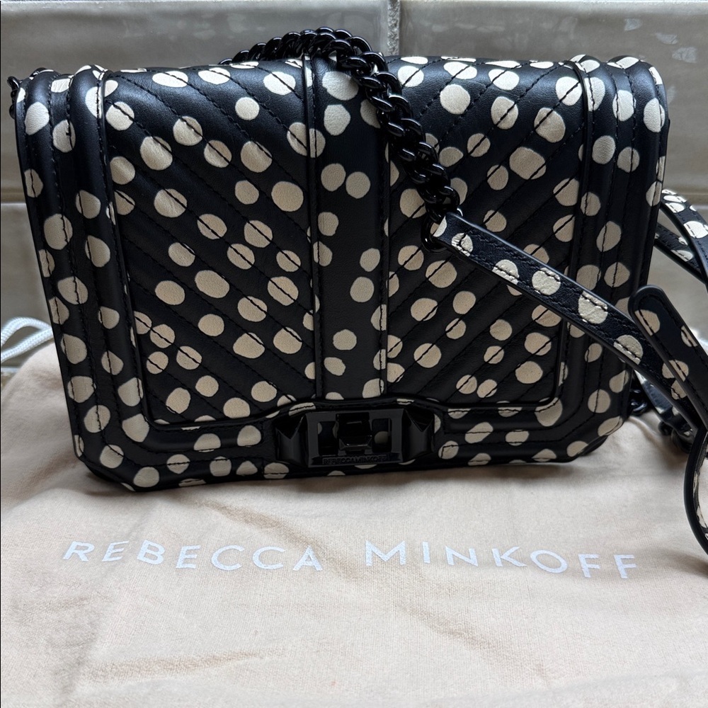 Rebecca Minkoff Black and Cream Crossbody Bag